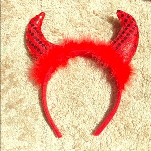 Red devil horn head band good for Halloween